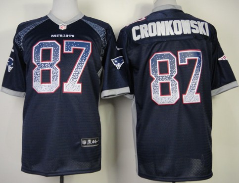 Nike New England Patriots #87 Rob Gronkowski Drift Fashion Blue Elite Jersey