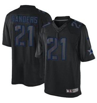 Nike Dallas Cowboys #21 Deion Sanders Black Impact Limited Jersey