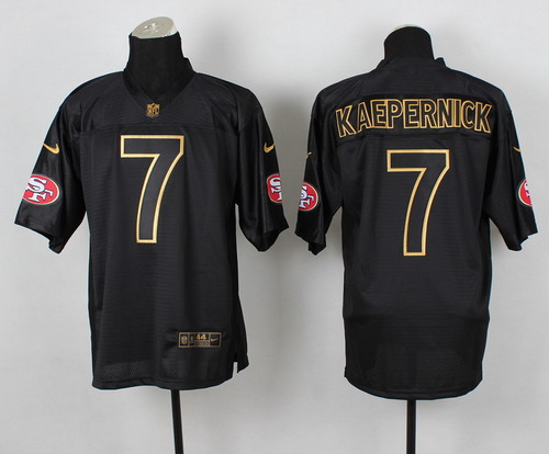 Nike San Francisco 49ers #7 Colin Kaepernick 2014 All Black/Gold Elite Jersey