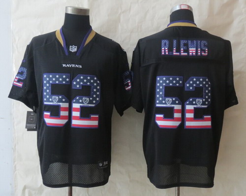 Nike Baltimore Ravens #52 Ray Lewis 2014 USA Flag Fashion Black Elite Jersey