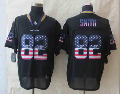 Nike Baltimore Ravens #82 Torrey Smith 2014 USA Flag Fashion Black Elite Jersey