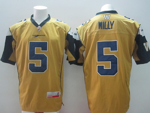 CFL Winnipeg Blue Bombers #5 Drew Willy Yellow Jersey