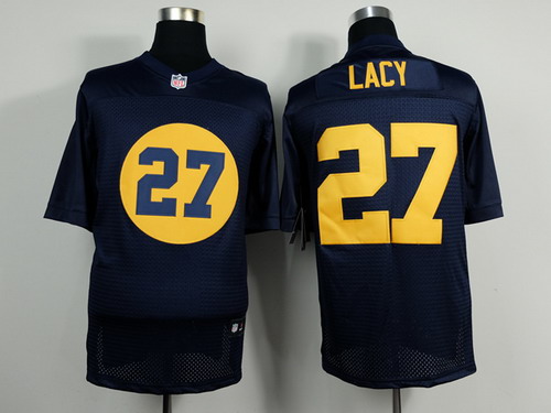 Nike Green Bay Packers #27 Eddie Lacy Navy Blue Elite Jersey