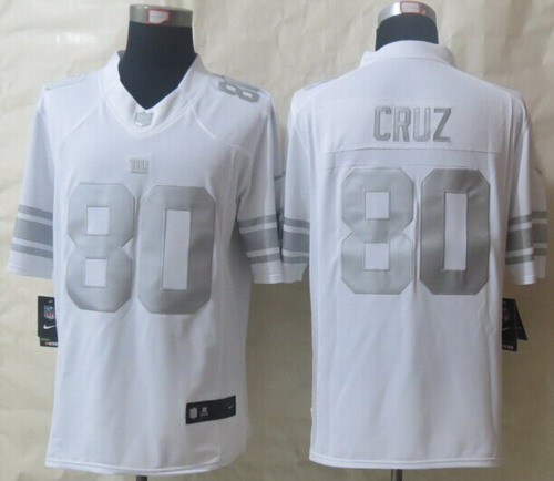 Nike New York Giants #80 Victor Cruz Platinum White Limited Jersey