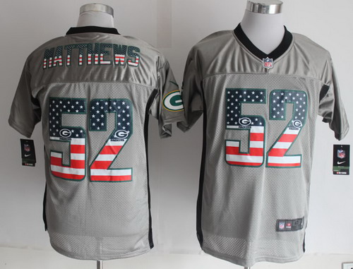 Nike Green Bay Packers #52 Clay Matthews 2014 USA Flag Fashion Gray Elite Jersey