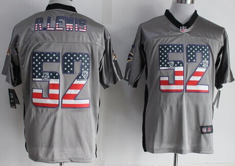 Nike Baltimore Ravens #52 Ray Lewis 2014 USA Flag Fashion Gray Elite Jersey