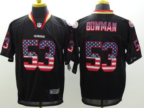 Nike San Francisco 49ers #53 Navorro Bowman 2014 USA Flag Fashion Black Elite Jersey