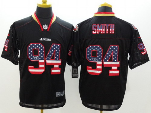 Nike San Francisco 49ers #94 Justin Smith 2014 USA Flag Fashion Black Elite Jersey