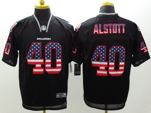 Nike Tampa Bay Buccaneers #40 Mike Alstott 2014 USA Flag Fashion Black Elite Jersey