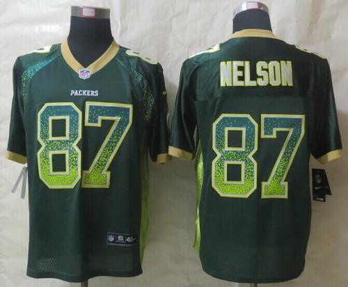 Nike Green Bay Packers #87 Jordy Nelson Drift Fashion Green Elite Jersey