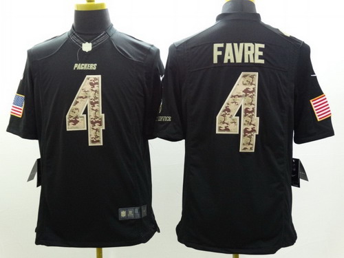 Nike Green Bay Packers #4 Brett Favre Salute to Service Black Limited Jersey