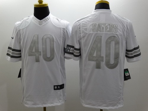 Nike Chicago Bears #40 Gale Sayers Platinum White Limited Jersey