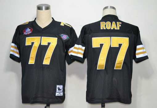 New Orleans Saints #77 Willie Roaf Hall of Fame Black Throwback Jersey