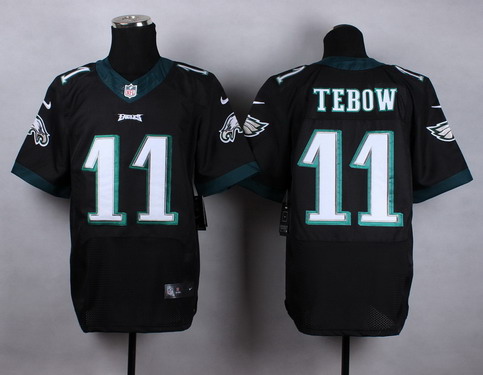 Nike Philadelphia Eagles #11 Tim Tebow Black Elite Jersey