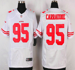 San Francisco 49ers #95 Tank Carradine Nike White Elite Jersey