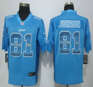 Detroit Lions #81 Calvin Johnson Light Blue Strobe 2015 NFL Nike Fashion Jersey