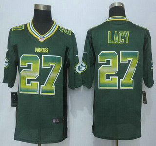 Green Bay Packers #27 Eddie Lacy Green Strobe 2015 NFL Nike Fashion Jersey