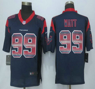 Houston Texans #99 J.J. Watt White Navy Blue Strobe 2015 NFL Nike Fashion Jersey