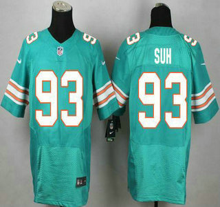 Miami Dolphins #93 Ndamukong Suh Aqua Green Alternate 2015 NFL Nike Elite Jersey