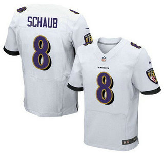 Baltimore Ravens #8 Matt Schaub White Road NFL Nike Elite Jersey