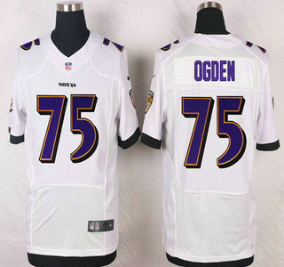 Baltimore Ravens #75 Jonathan Ogden White Retired Player NFL Nike Elite Jersey