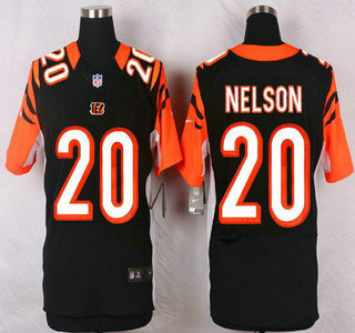 Men's Cincinnati Bengals #20 Reggie Nelson Black Team Color NFL Nike Elite Jersey