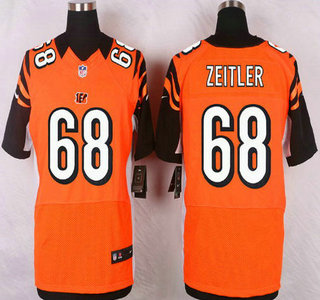 Men's Cincinnati Bengals #68 Kevin Zeitler Orange Alternate NFL Nike Elite Jersey