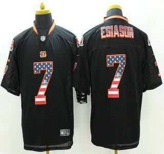 Men's Cincinnati Bengals #7 Boomer Esiason Black USA Flag Fashion NFL Nike Elite Jersey