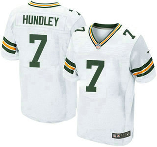 Men's Green Bay Packers #7 Brett Hundley Away White Road Stitched NFL Nike Elite Jersey