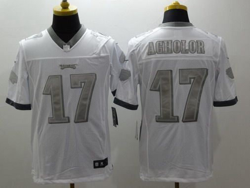 Men's Philadelphia Eagles #17 Nelson Agholor White Platinum NFL Nike Limited Jersey