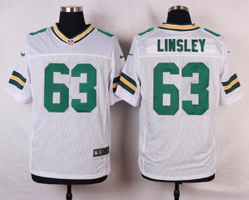 Men's Green Bay Packers #63 Corey Linsley White Road NFL Nike Elite Jersey