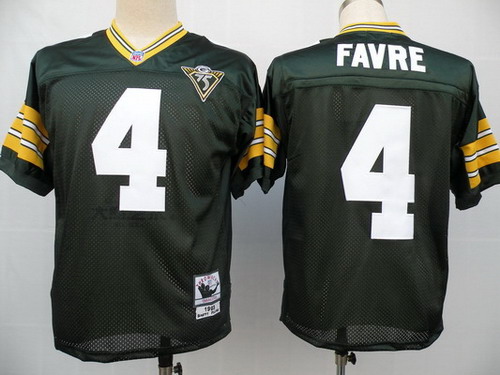 Green Bay Packers #4 Brett Favre Green 75TH Throwback Jersey