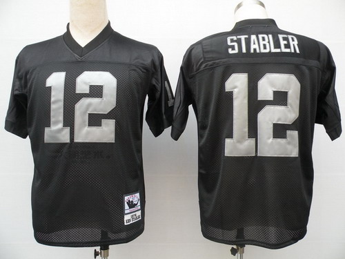 Oakland Raiders #12 Ken Stabler Black Throwback Jersey