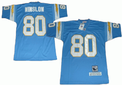 San Diego Chargers #80 Kellen Winslow Light Blue Throwback Jersey