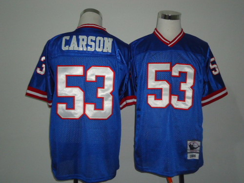 New York Giants #53 Harry Carson Blue Throwback Jersey