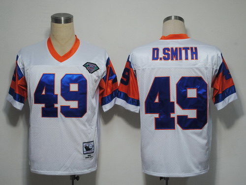 Denver Broncos #49 Dennis Smith White 75TH Throwback Jersey