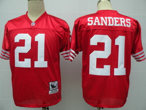 San Francisco 49ers #21 Deion Sanders Red Throwback Jersey