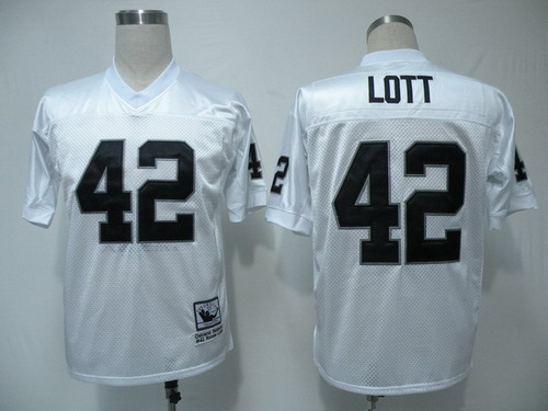 Oakland Raiders #42 Ronnie Lott White Throwback Jersey