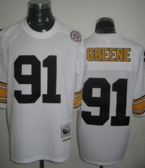 Pittsburgh Steelers #91 Kevin Greene White Throwback Jersey