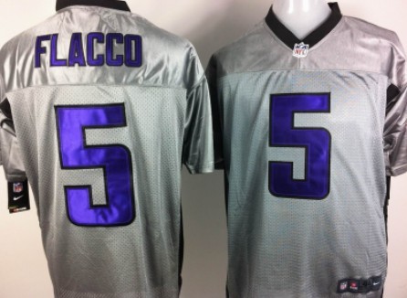 Nike Baltimore Ravens #5 Joe Flacco Gray Shadow Elite Jersey