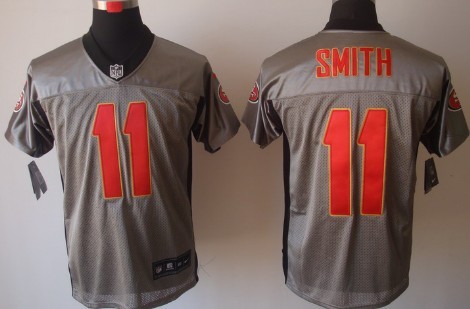 Nike San Francisco 49ers #11 Alex Smith Gray Shadow Elite Jersey