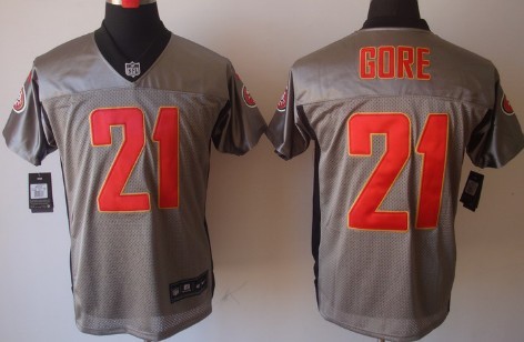 Nike San Francisco 49ers #21 Frank Gore Gray Shadow Elite Jersey