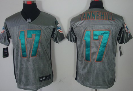 Nike Miami Dolphins #17 Ryan Tannehill Gray Shadow Elite Jersey