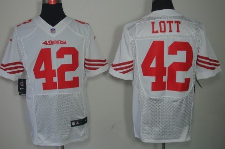 Nike San Francisco 49ers #42 Ronnie Lott White Elite Jersey