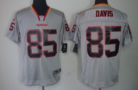 Nike San Francisco 49ers #85 Vernon Davis Lights Out Gray Elite Jersey