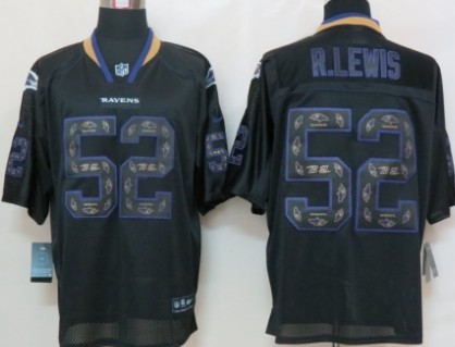 Nike Baltimore Ravens #52 Ray Lewis Lights Out Black Ornamented Elite Jersey