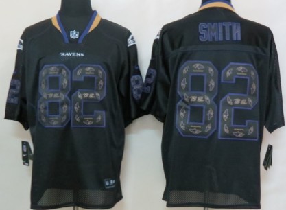 Nike Baltimore Ravens #82 Torrey Smith Lights Out Black Ornamented Elite Jersey