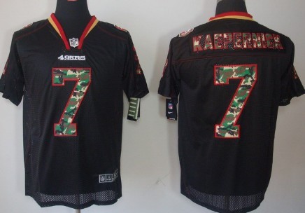 Nike San Francisco 49ers #7 Colin Kaepernick Black With Camo Elite Jersey