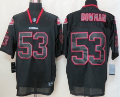 Nike San Francisco 49ers #53 Navorro Bowman Lights Out Black Elite Jersey