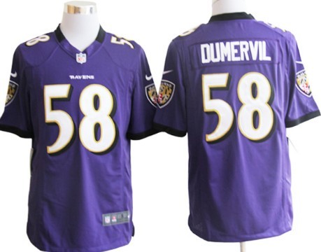 Nike Baltimore Ravens #58 Elvis Dumervil Purple Game Jersey